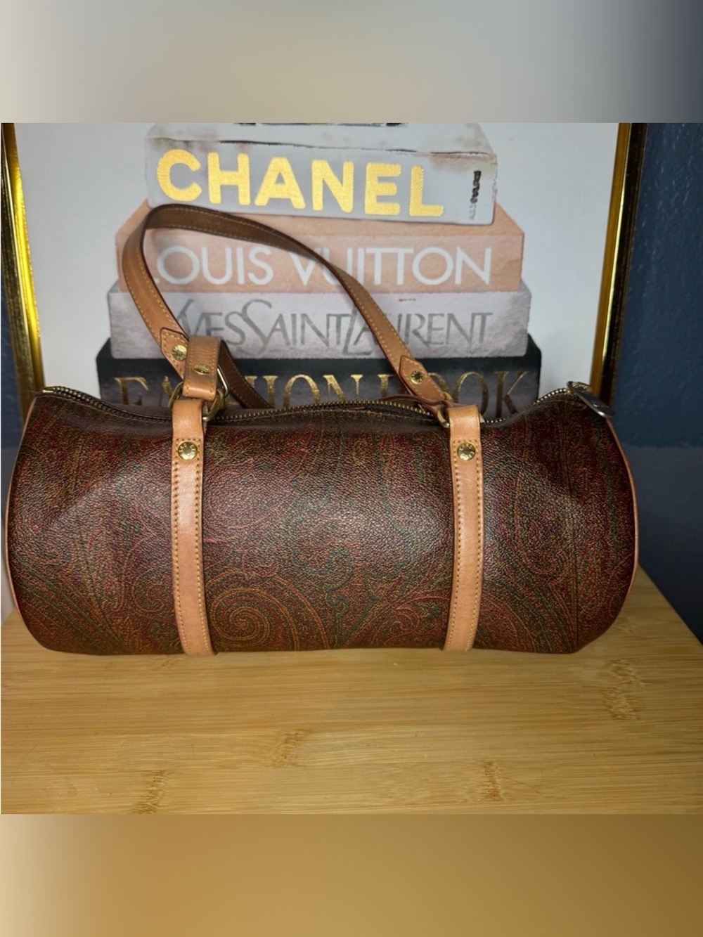 Etro Boston bag featuring the brand's iconic brown paisley pattern vintage
